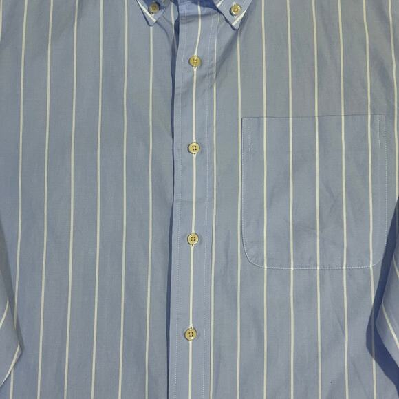 Ayr Men's the everyday classic blue and white strip cotton button down size L - Picture 3 of 9